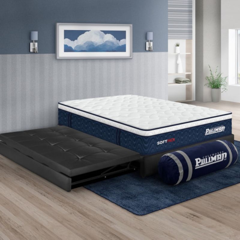 PULLMAN - Colchon Con Basecama Doble Suave Resortes Pocket Softpack 190 x 140 Pullman