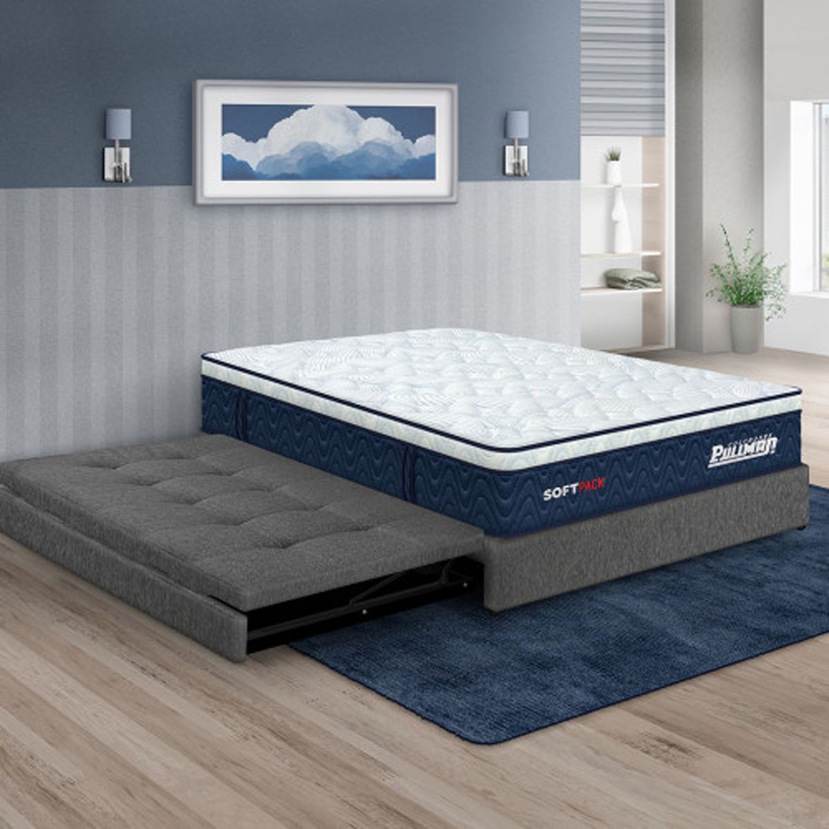 PULLMAN - Cama Doble Firmeza Medio Resortes Nido 140 cm x 190 cm Pullman