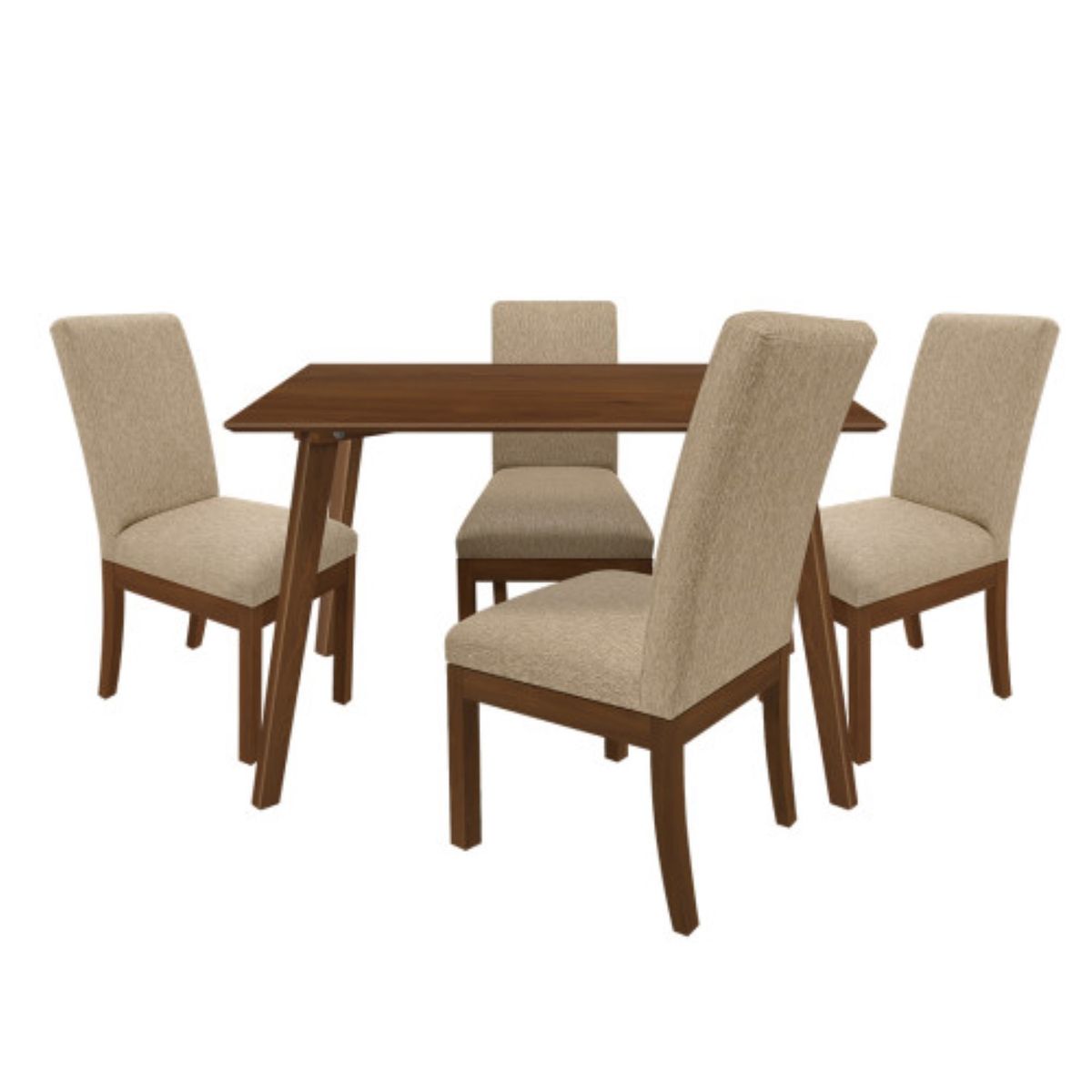 PULLMAN - Juego De Comedor 4P (120) Italia Danny 4 Sillas Tela Beige Color Caoba