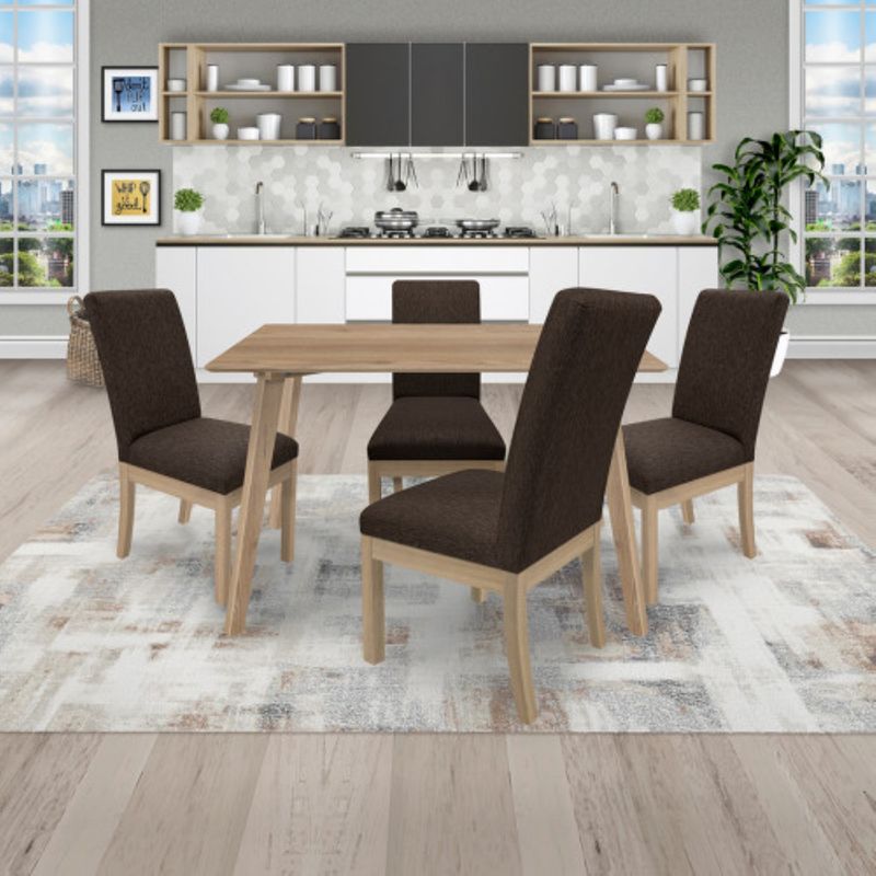 PULLMAN - Juego De Comedor 4P (120) Italia Danny 4 Sillas Tela Cafe Color Natural