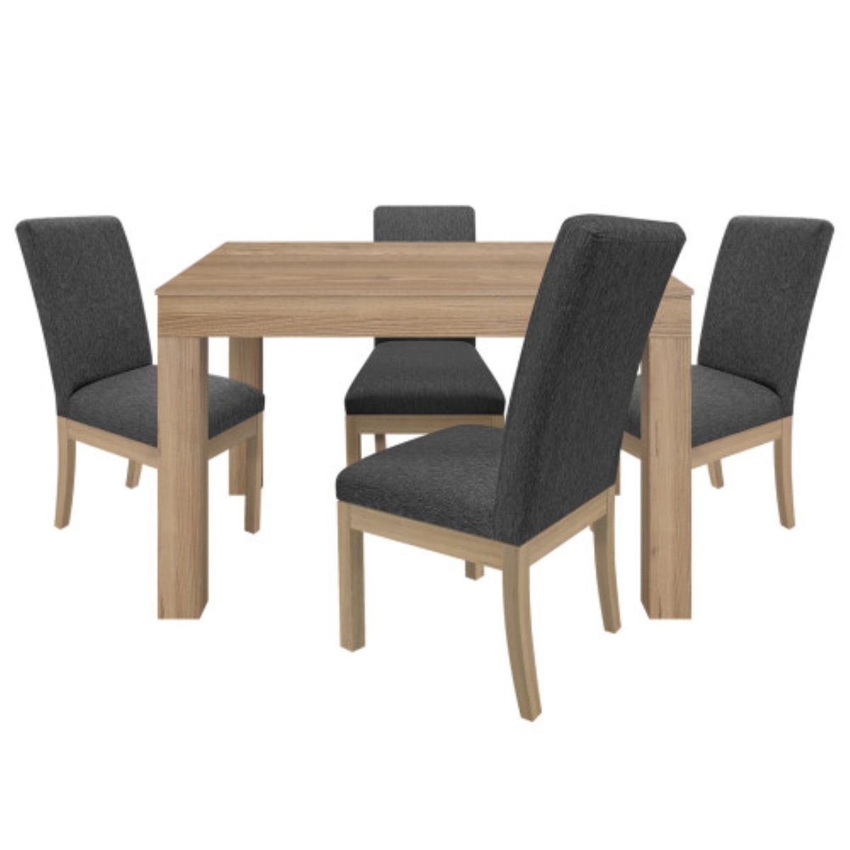 PULLMAN - Juego De Comedor 4P (120) Italia Danny 4 Sillas Tela Gris Color Natural