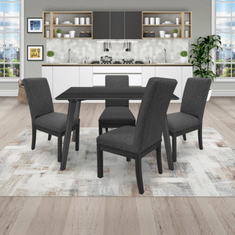 PULLMAN - Juego De Comedor 4P (120) Italia Danny 4 Sillas Tela Gris Color Wengue