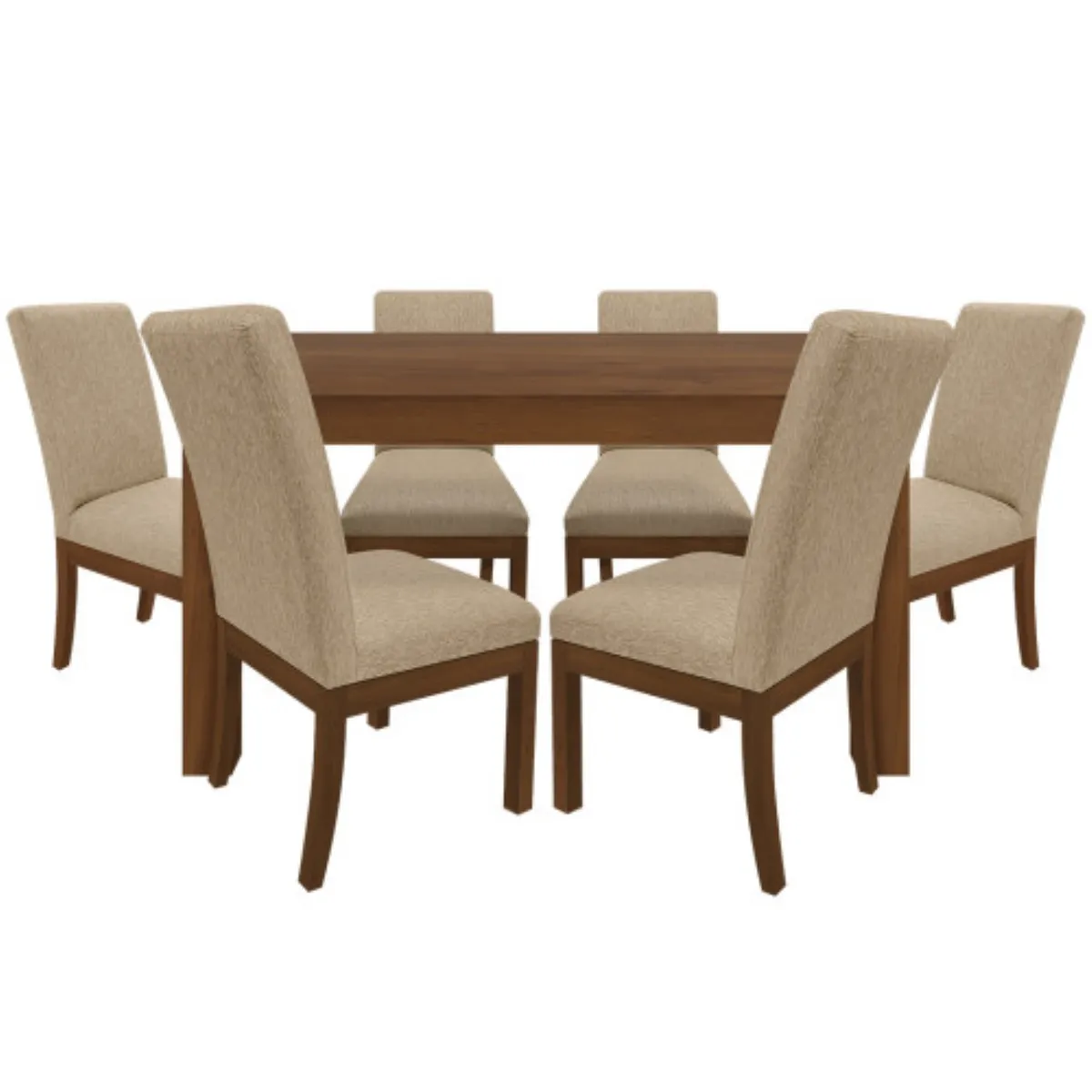 PULLMAN - Juego De Comedor 6P (140) Italia Danny 6 Sillas Color Caoba Tela Color Beige