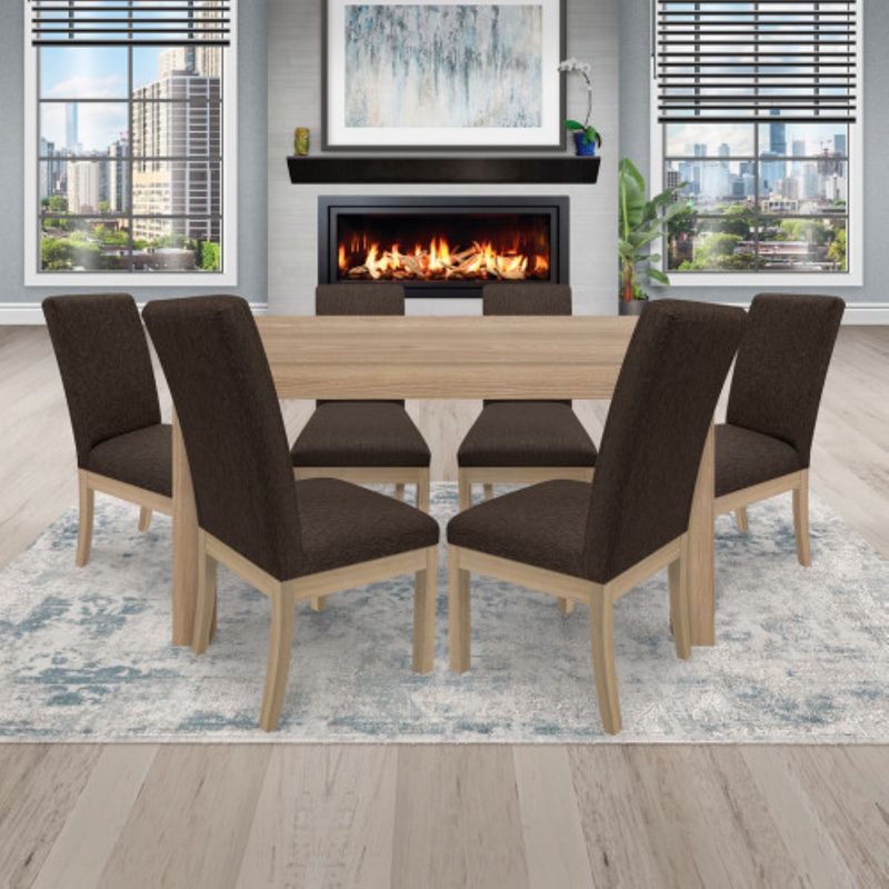 PULLMAN - Juego De Comedor 6P (140) Italia Danny 6 Sillas Color Natural Tela Color Café