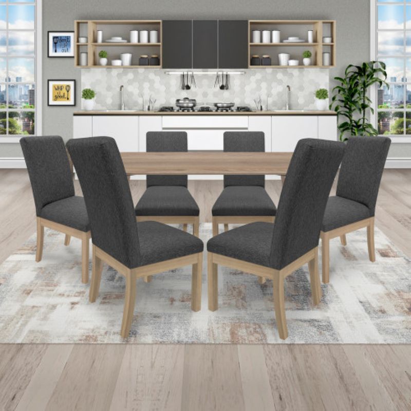 PULLMAN - Juego De Comedor 6P (140) Italia Danny 6 Sillas Color Natural Tela Color Gris