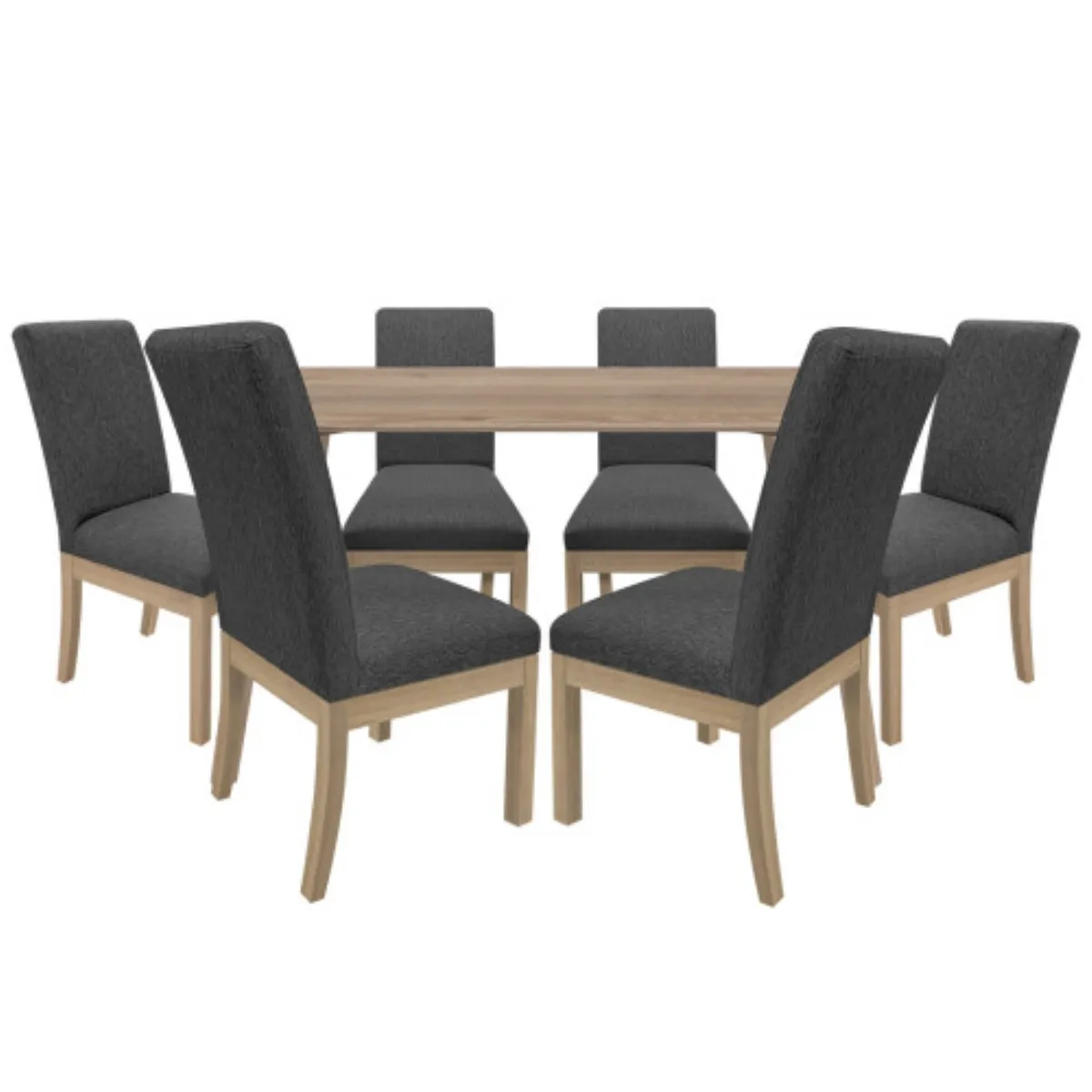 PULLMAN - Juego De Comedor 6P (140) Italia Danny 6 Sillas Color Natural Tela Color Gris