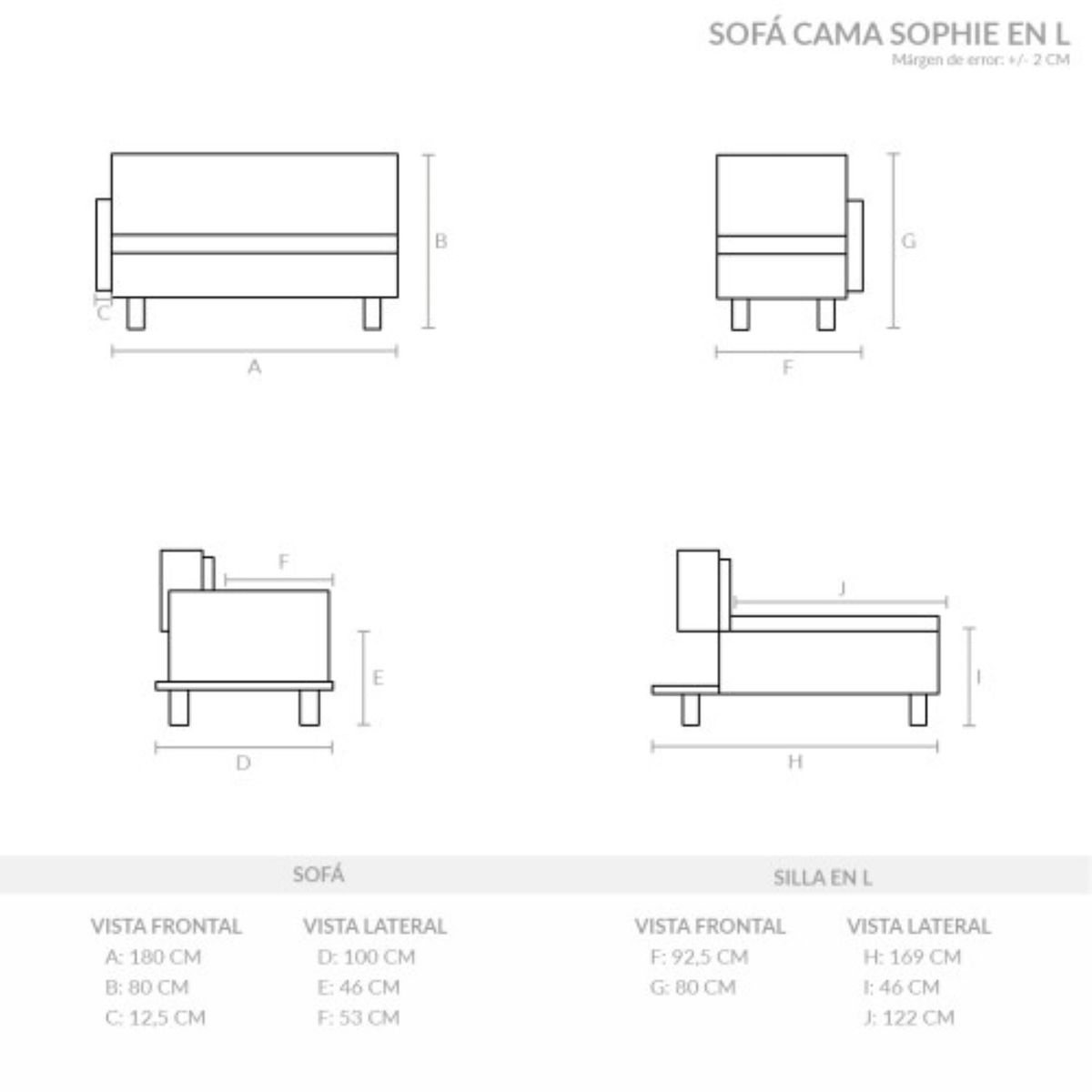 PULLMAN - Sofá cama SOFA CAMA EN L SOPHIE 3 puestos Tela de punto