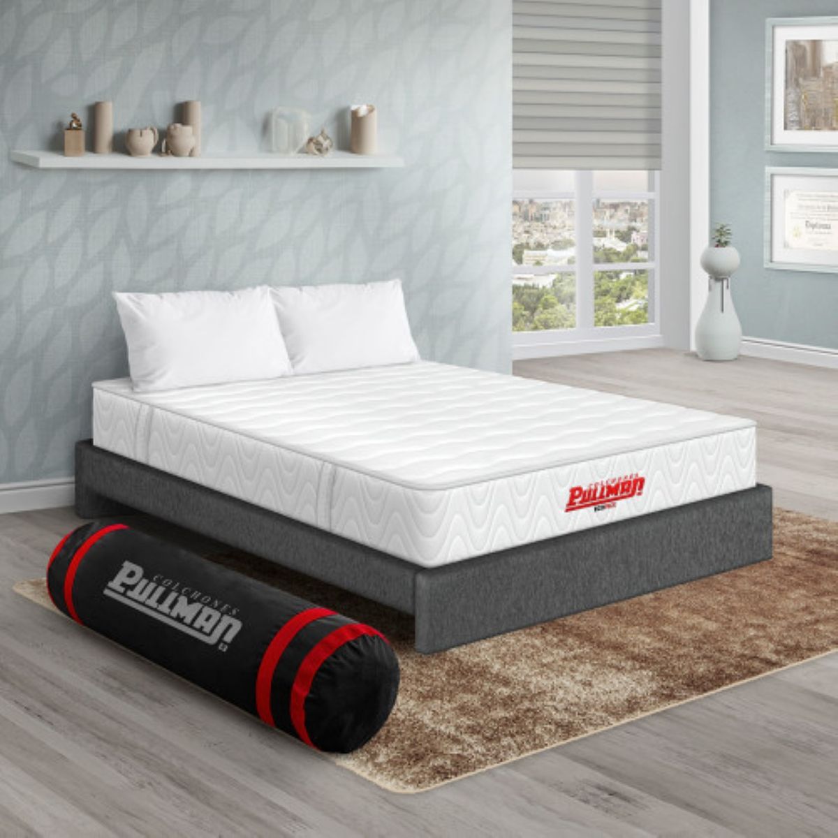 PULLMAN - Colchon Con Basecama Semidoble Intermedio Resortes ECOPACK 190 x 120 Pullman