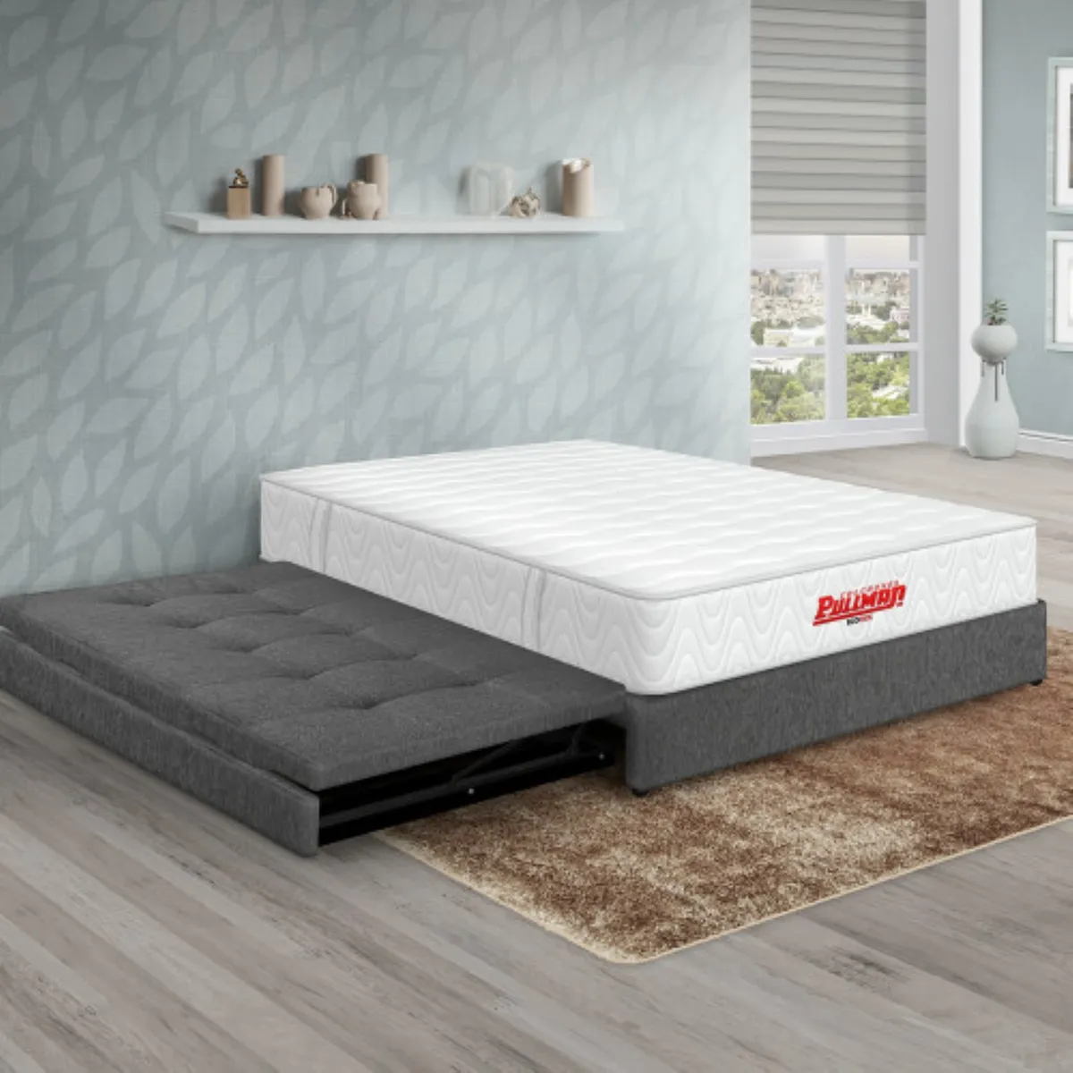 PULLMAN - Colchon Con Basecama Sencillo Intermedio Resortes ECOPACK 190 x 100 Pullman