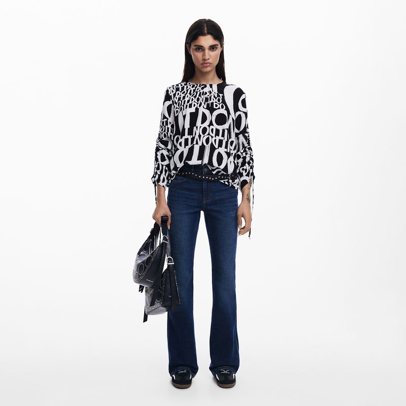 DESIGUAL - Blusa Mujer con Estampado Manga larga Desigual