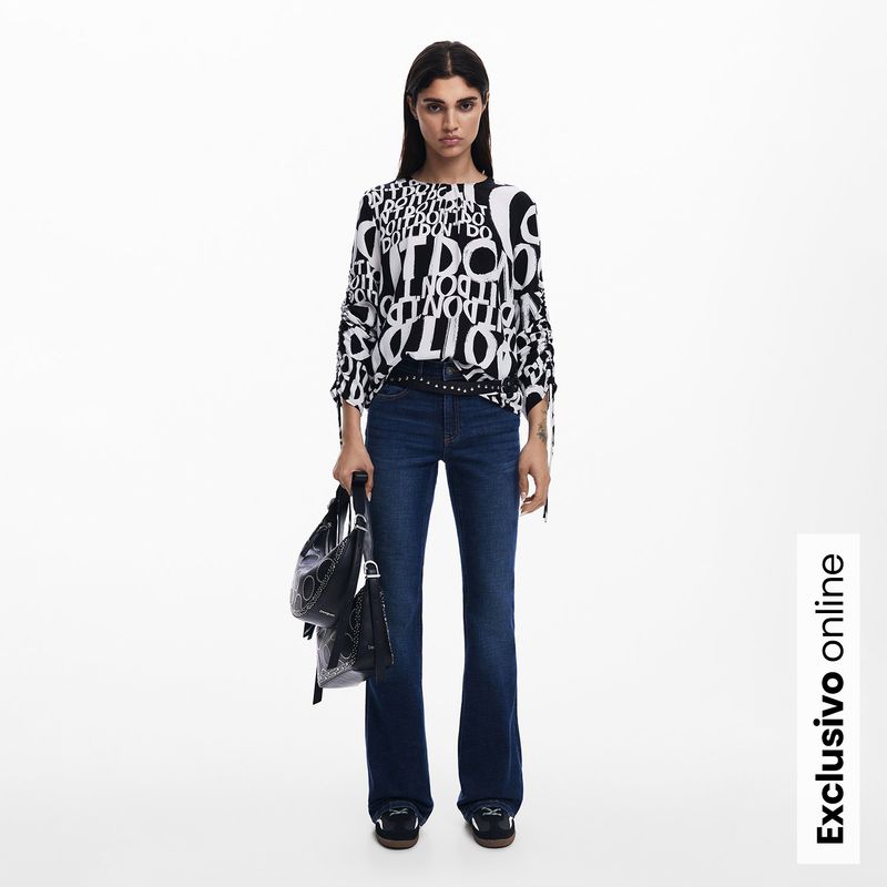 DESIGUAL - Blusa Mujer con Estampado Manga larga Desigual