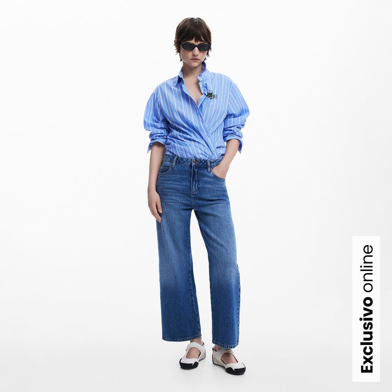 DESIGUAL - Camisa Mujer de Rayas Manga larga de Algodón Desigual