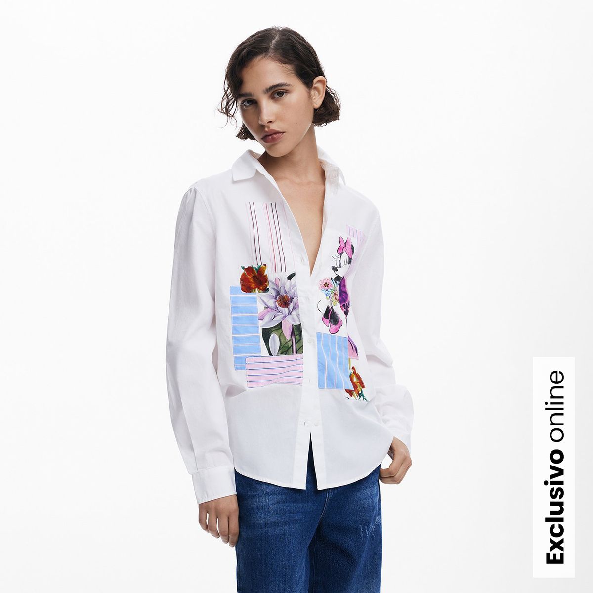 DESIGUAL - Camisa Mujer con Estampado Manga larga de Algodón Desigual