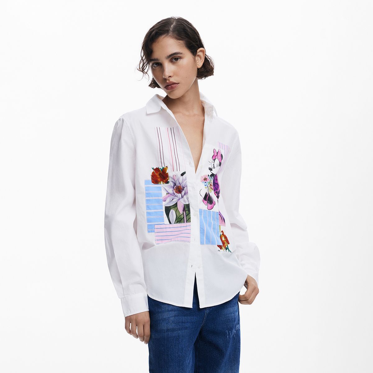 DESIGUAL - Camisa Mujer con Estampado Manga larga de Algodón Desigual