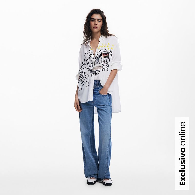 DESIGUAL - Camisa Mujer con Estampado Manga larga Desigual