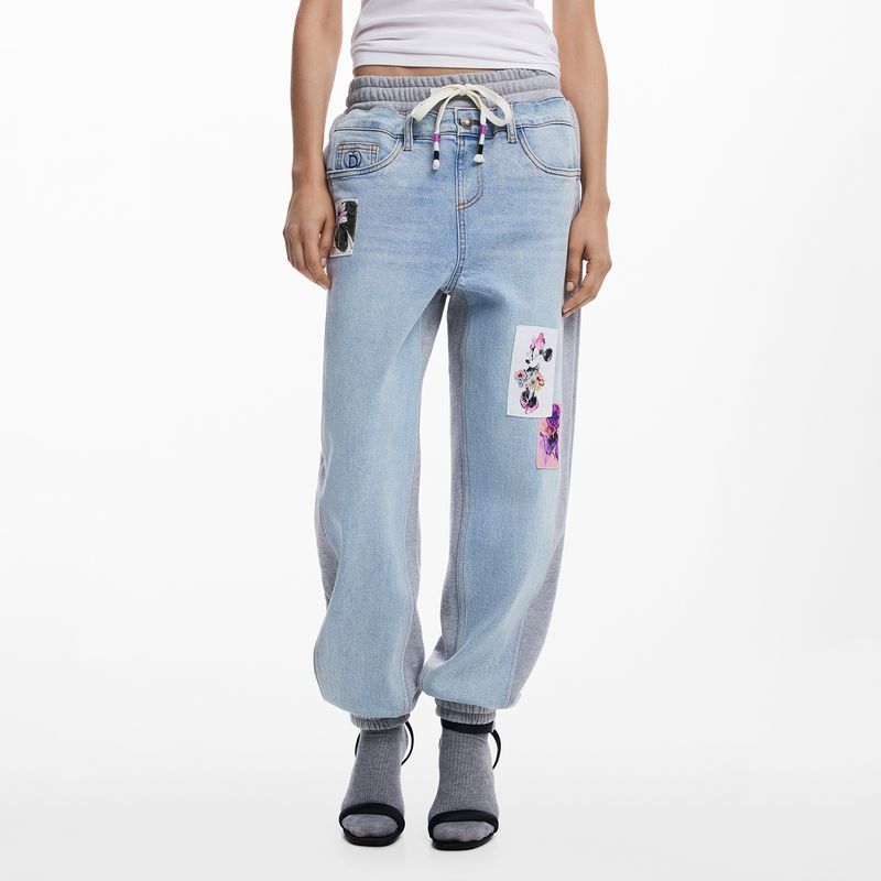 DESIGUAL - Jean Mujer Tiro alto de Algodón Desigual