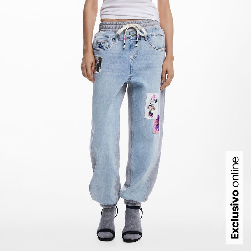 DESIGUAL - Jean Mujer Tiro alto de Algodón Desigual
