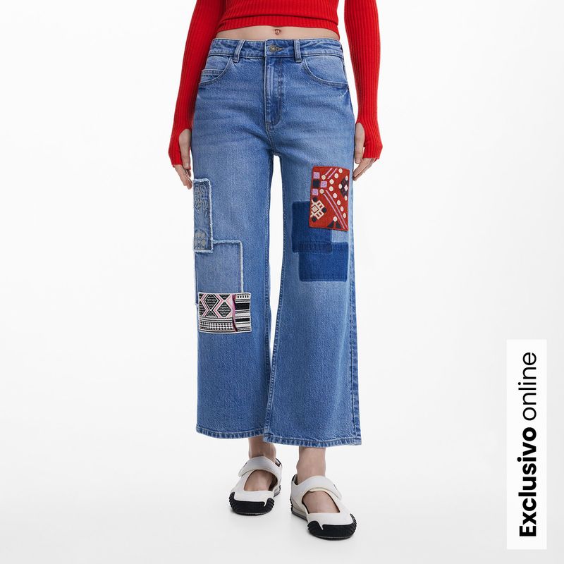 DESIGUAL - Jean Mujer Tiro medio de Algodón Desigual