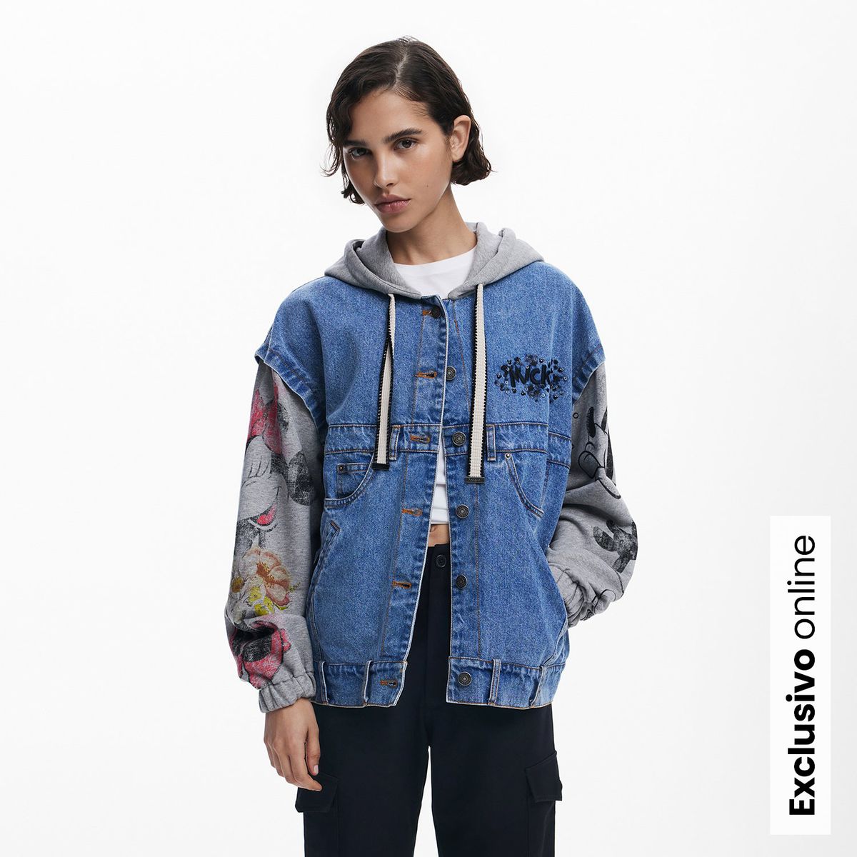 DESIGUAL - Chaqueta de jean Mujer con Estampado de Algodón Desigual