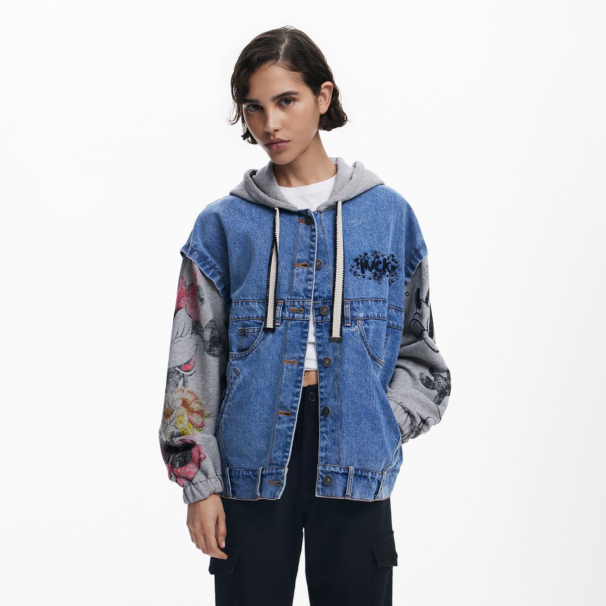 DESIGUAL - Chaqueta de jean Mujer con Estampado de Algodón Desigual