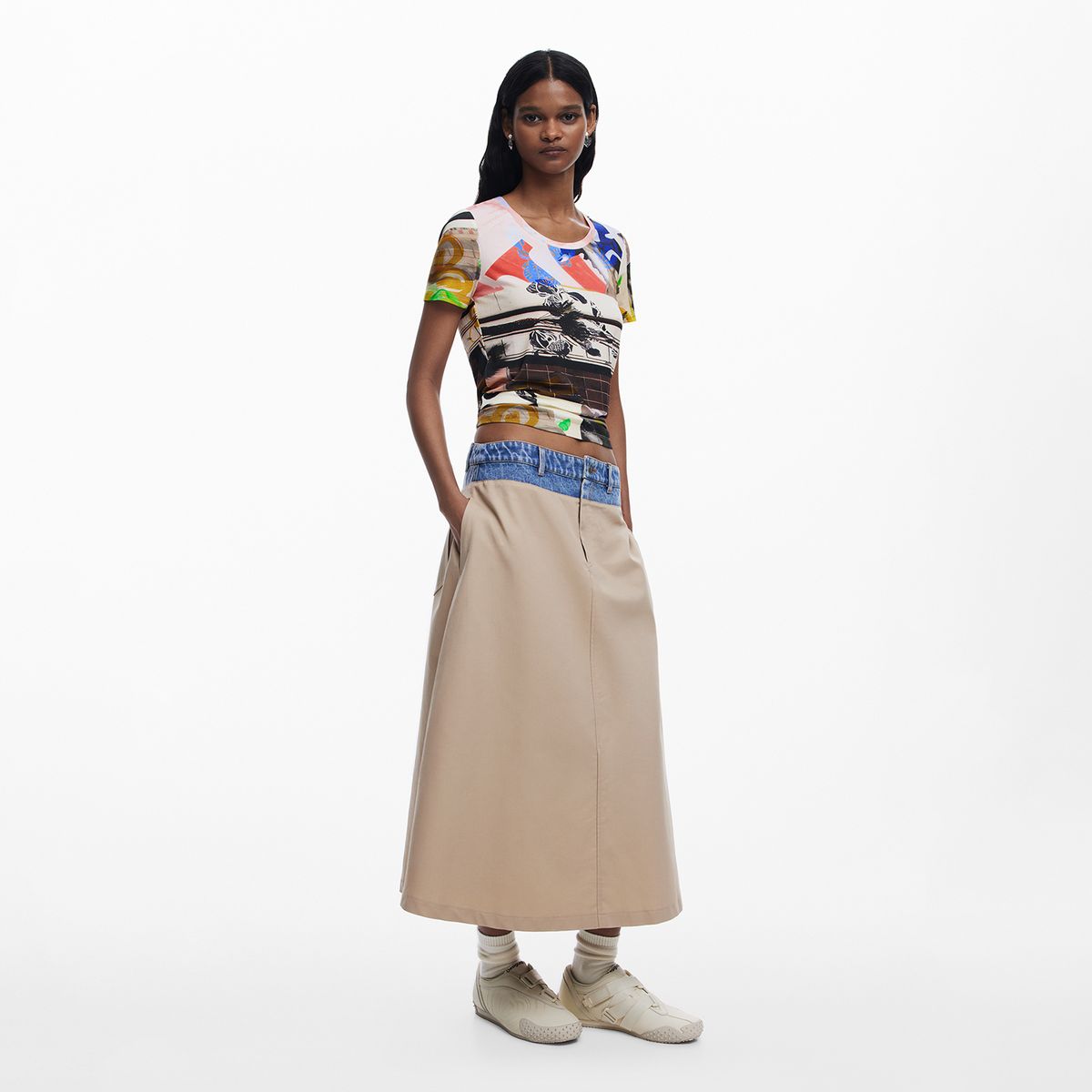 DESIGUAL - Camiseta Mujer con Estampado Manga corta Desigual