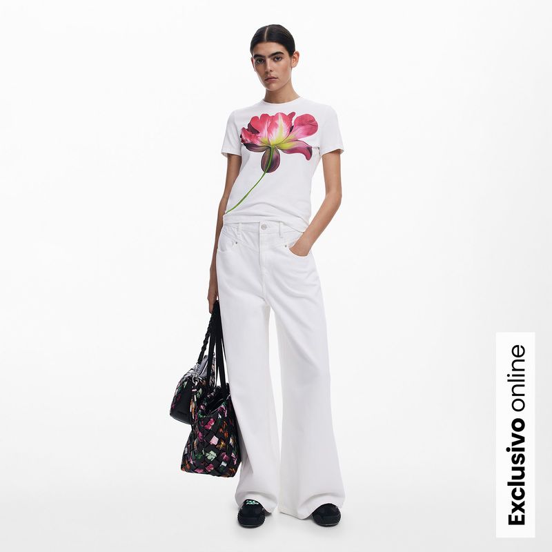 DESIGUAL - Camiseta Mujer con Estampado Manga corta de Algodón Desigual