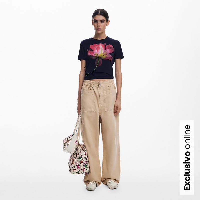 DESIGUAL - Camiseta Mujer con Estampado Manga corta de Algodón Desigual