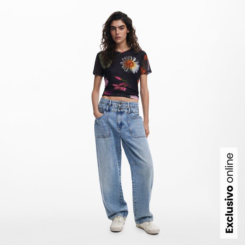 DESIGUAL - Camiseta Mujer con Estampado Manga corta Desigual