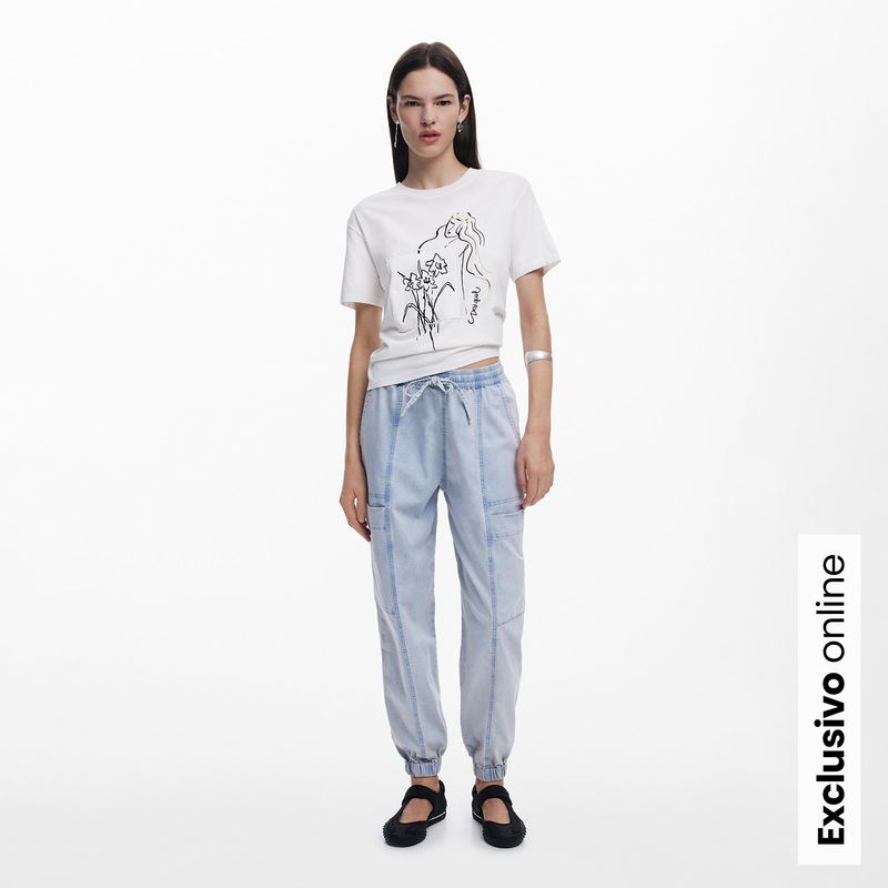 DESIGUAL - Camiseta Mujer con Estampado Manga corta de Algodón Desigual