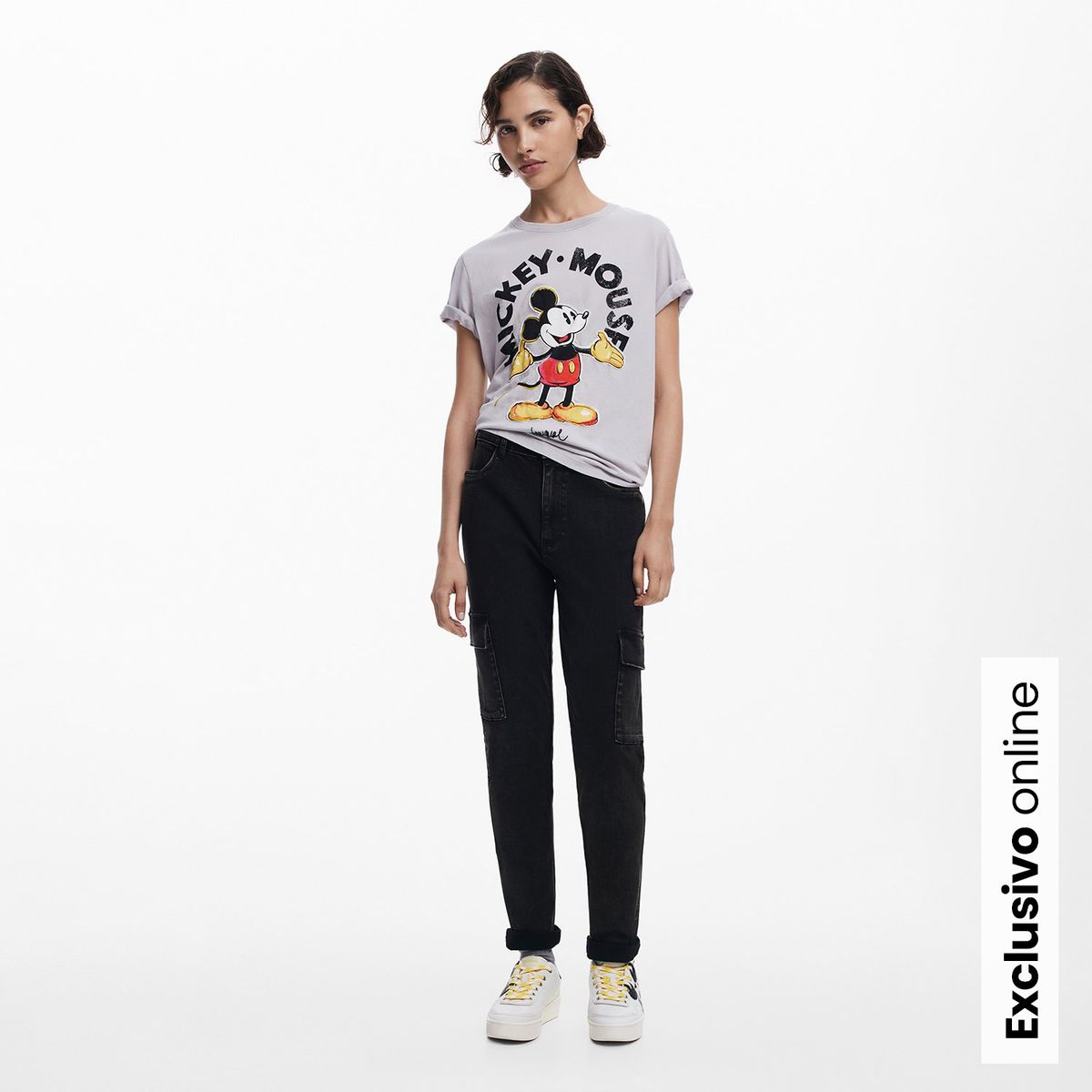 DESIGUAL - Camiseta Mujer con Estampado Manga corta de Algodón Desigual