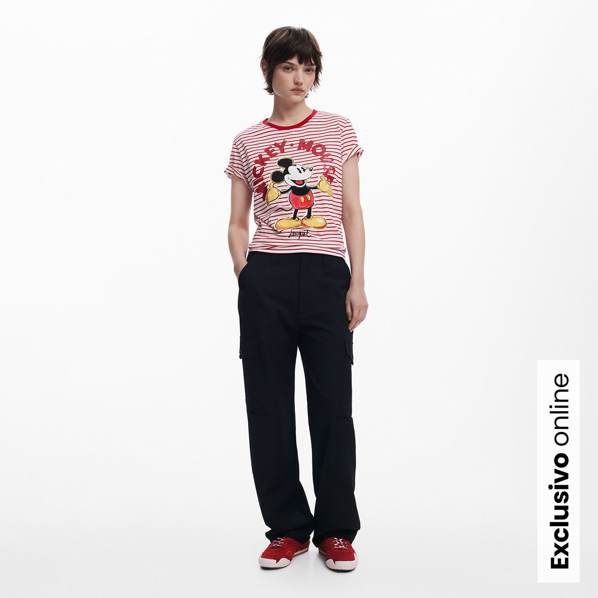 DESIGUAL - Camiseta Mujer de Rayas Manga corta de Algodón Desigual