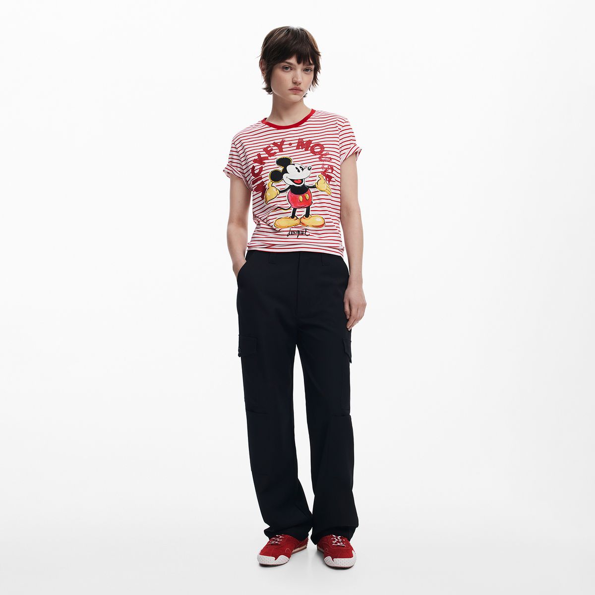 DESIGUAL - Camiseta Mujer de Rayas Manga corta de Algodón Desigual