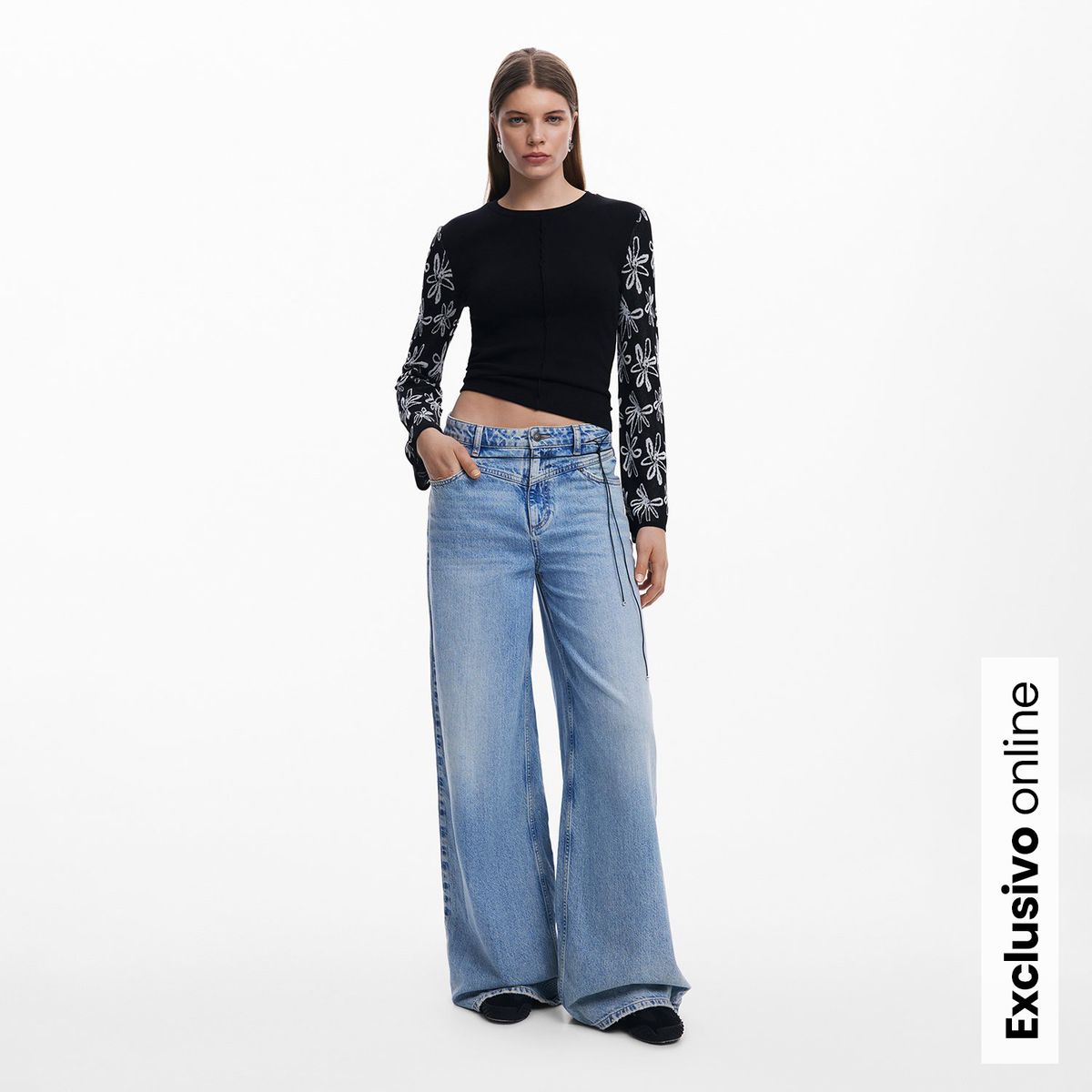 DESIGUAL - Blusa Mujer con Estampado Manga larga de Algodón Desigual Slim fit