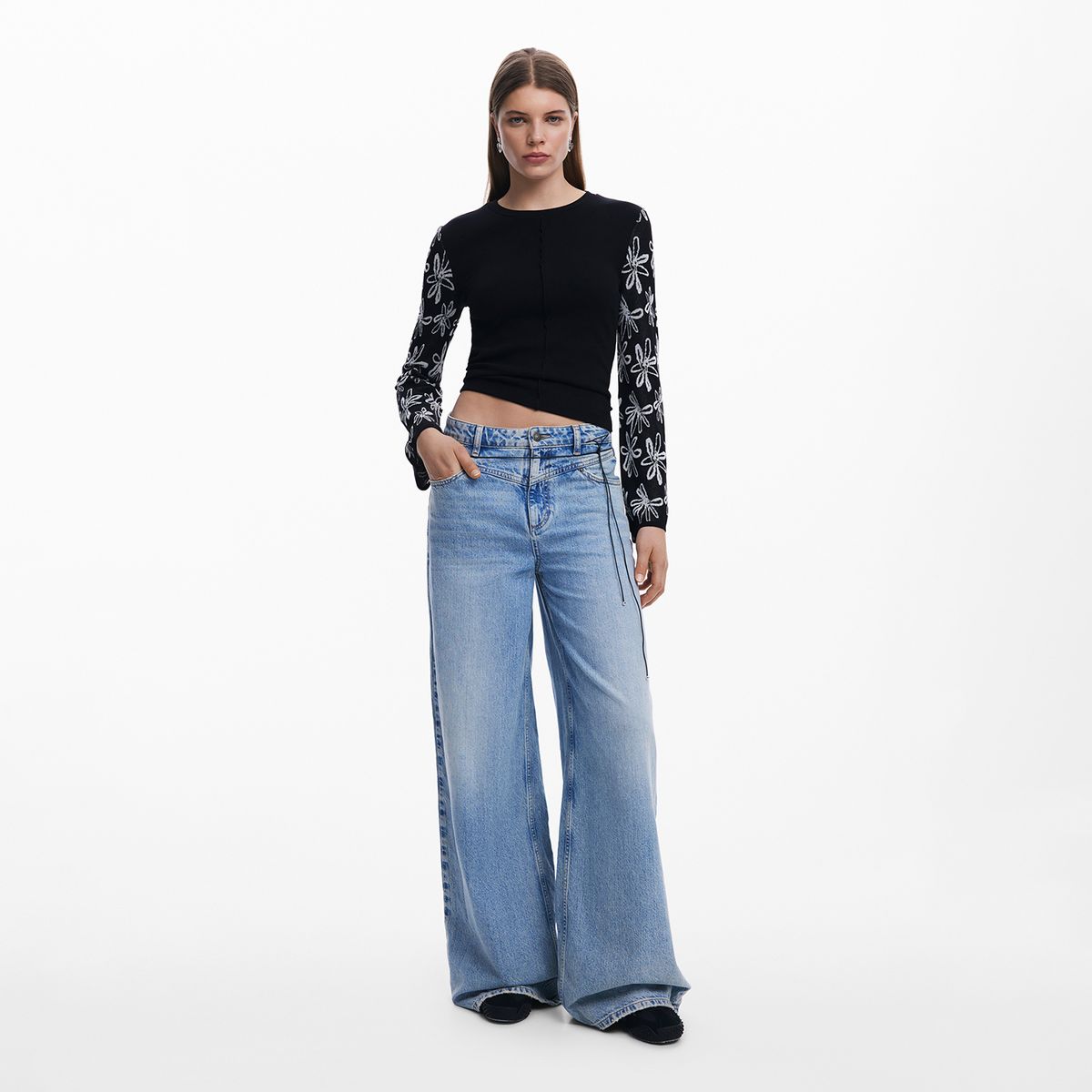 DESIGUAL - Blusa Mujer con Estampado Manga larga de Algodón Desigual Slim fit