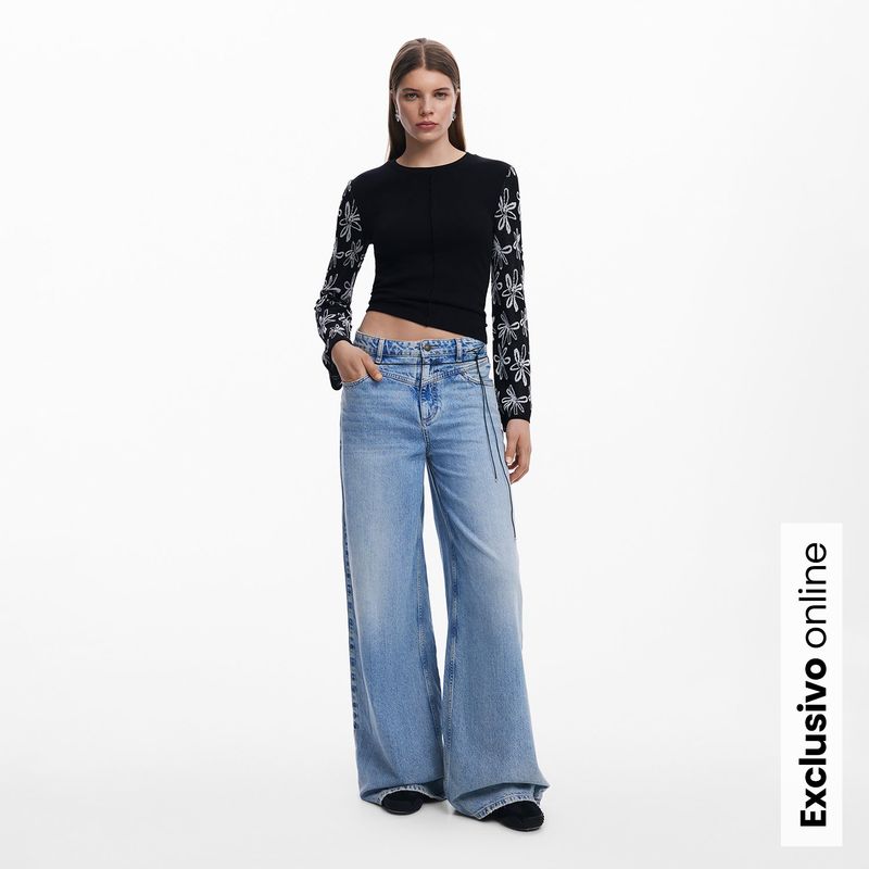 DESIGUAL - Blusa Mujer con Estampado Manga larga de Algodón Desigual