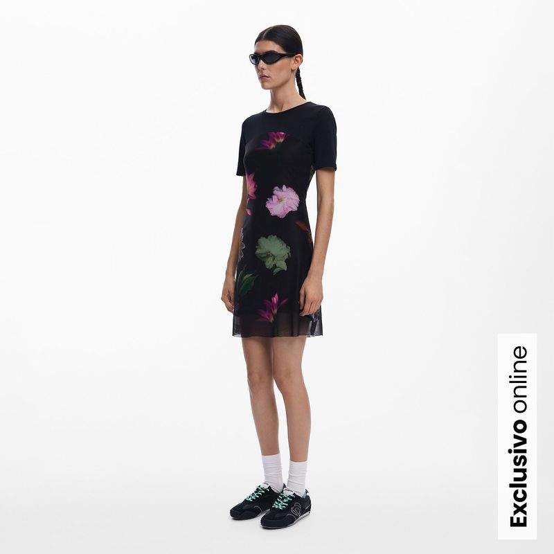 DESIGUAL - Vestido Mujer Corto con Estampado Desigual