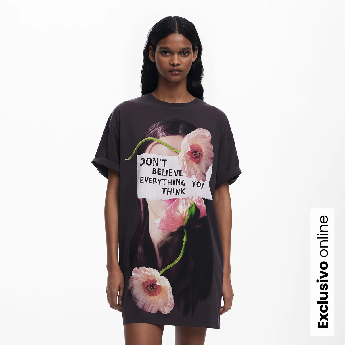 DESIGUAL - Vestido Mujer Corto con Estampado de Algodón Desigual