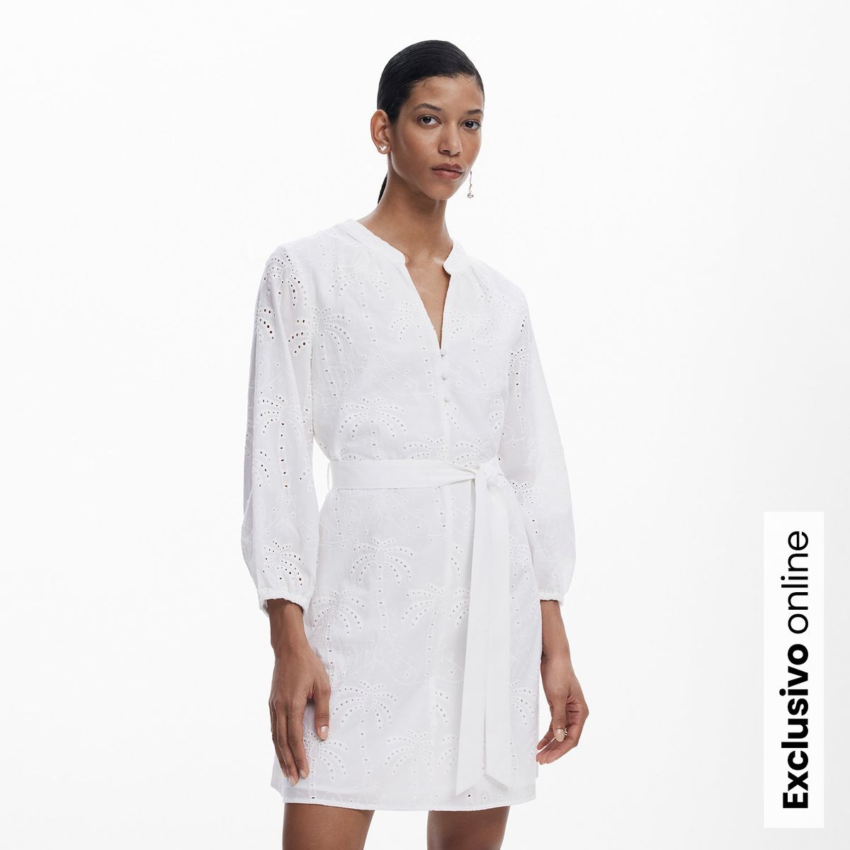 DESIGUAL - Vestido Mujer Corto con Ojalillo de Algodón Desigual