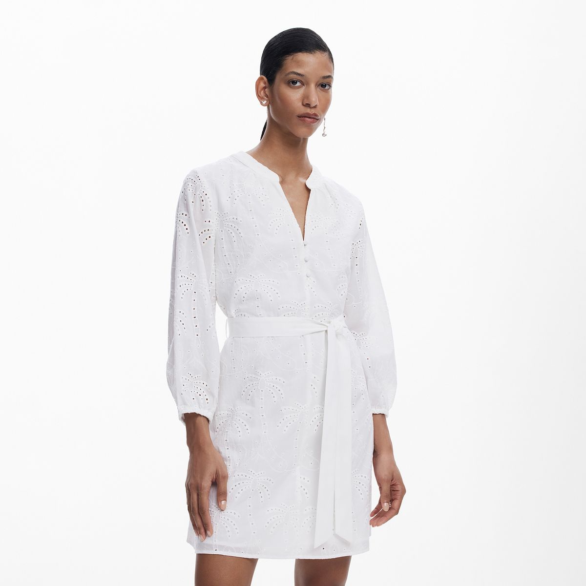 DESIGUAL - Vestido Mujer Corto con Ojalillo de Algodón Desigual