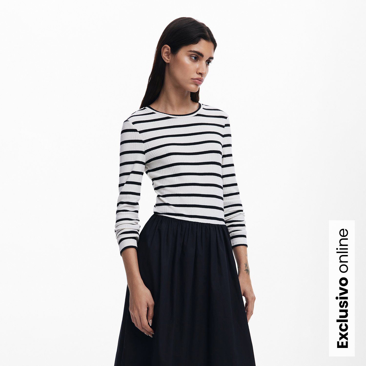 Vestido Mujer Largo de Rayas de Algodón Desigual DESIGUAL