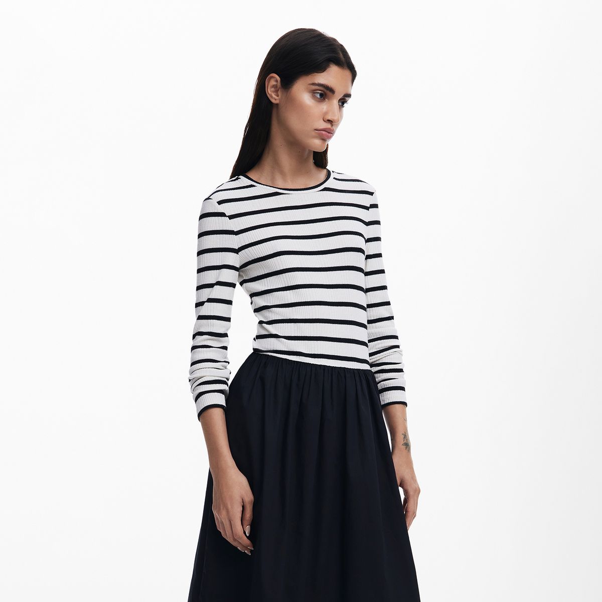 DESIGUAL - Vestido Mujer Largo de Rayas de Algodón Desigual