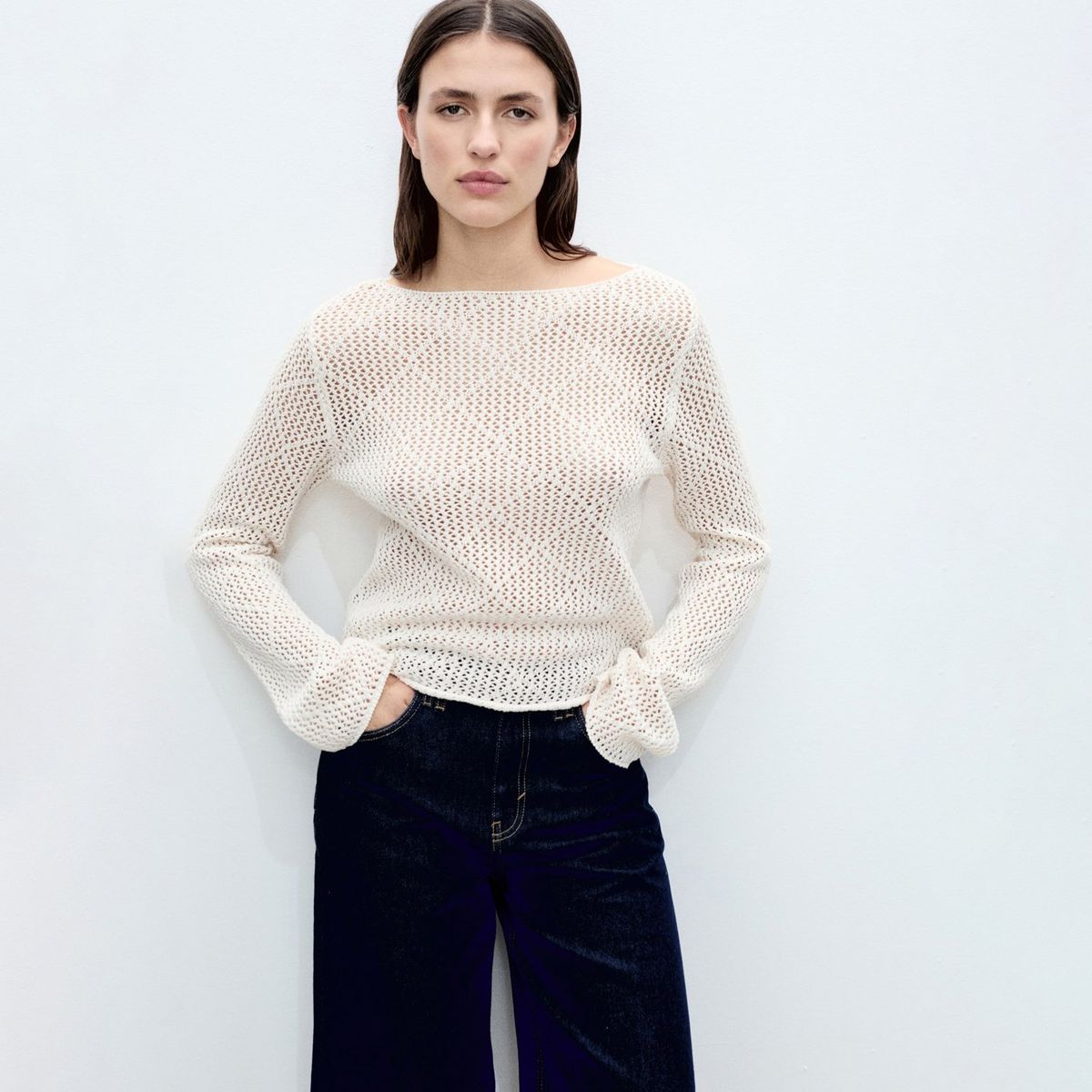 MANGO - Saco Mujer Tejido de Algodón Mango