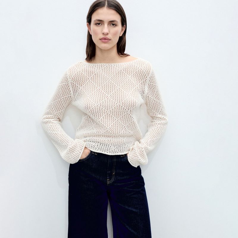 MANGO - Saco Mujer Tejido de Algodón Mango