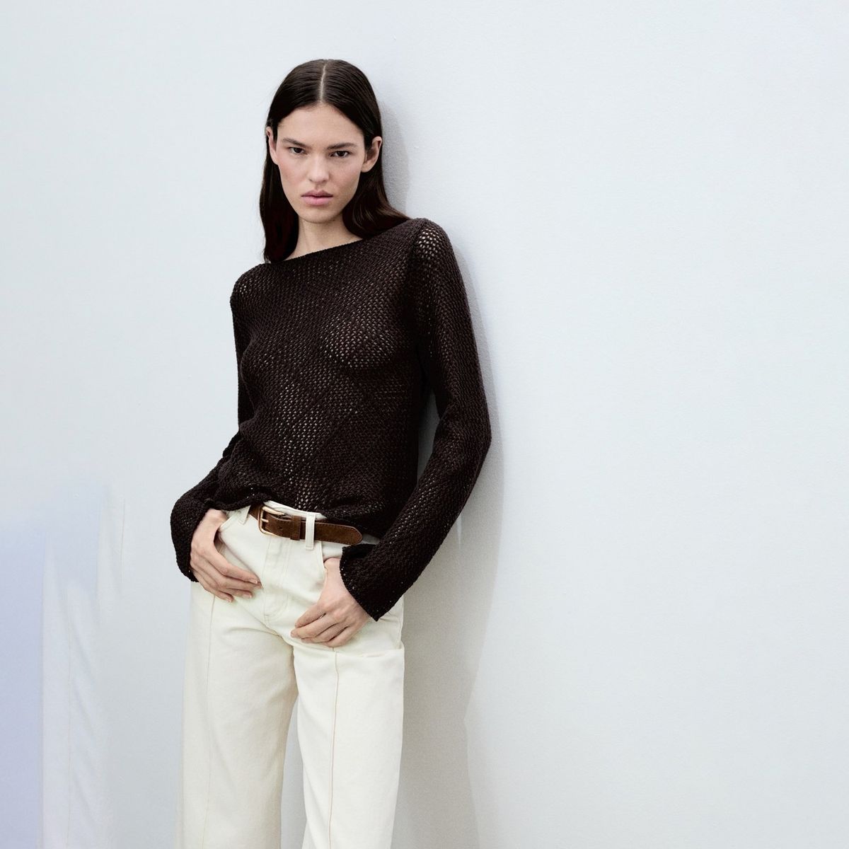 MANGO - Saco Mujer Tejido de Algodón Mango