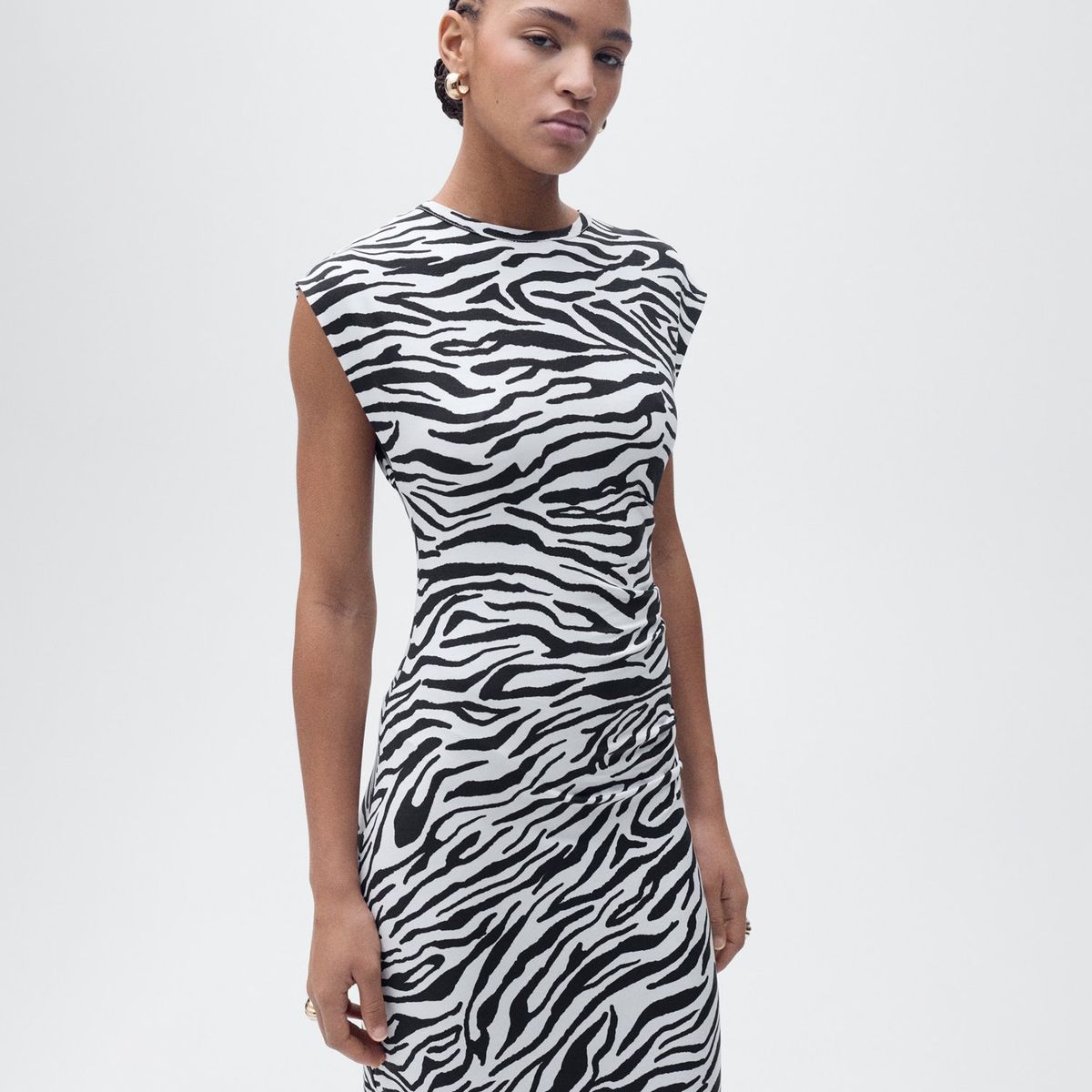 MANGO - Vestido Mujer Medio Animal print Mango