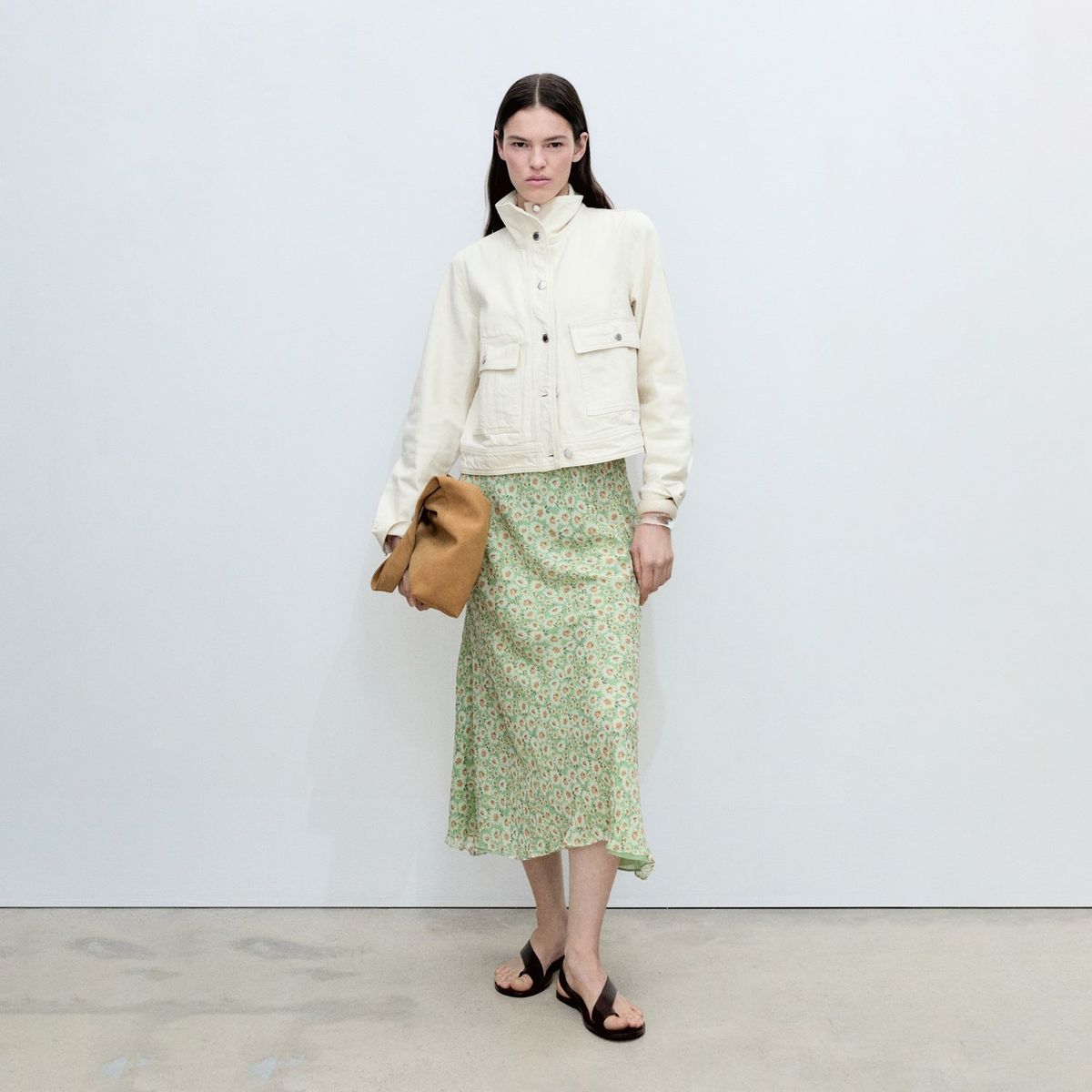 MANGO - Falda Midi Mujer de Flores Mango