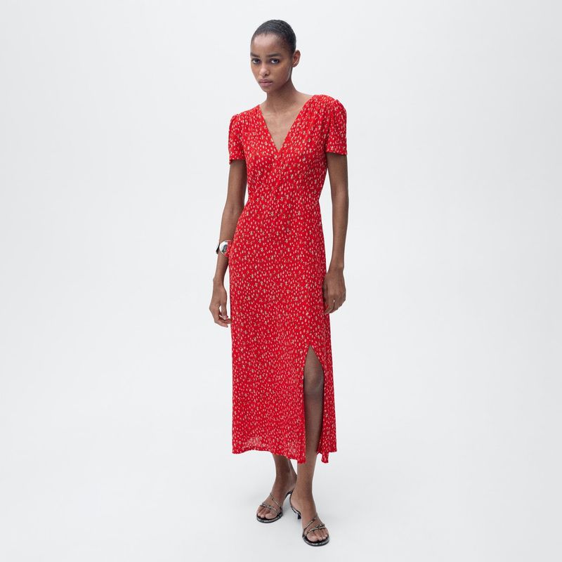 MANGO - Vestido Mujer Medio con Estampado Mango