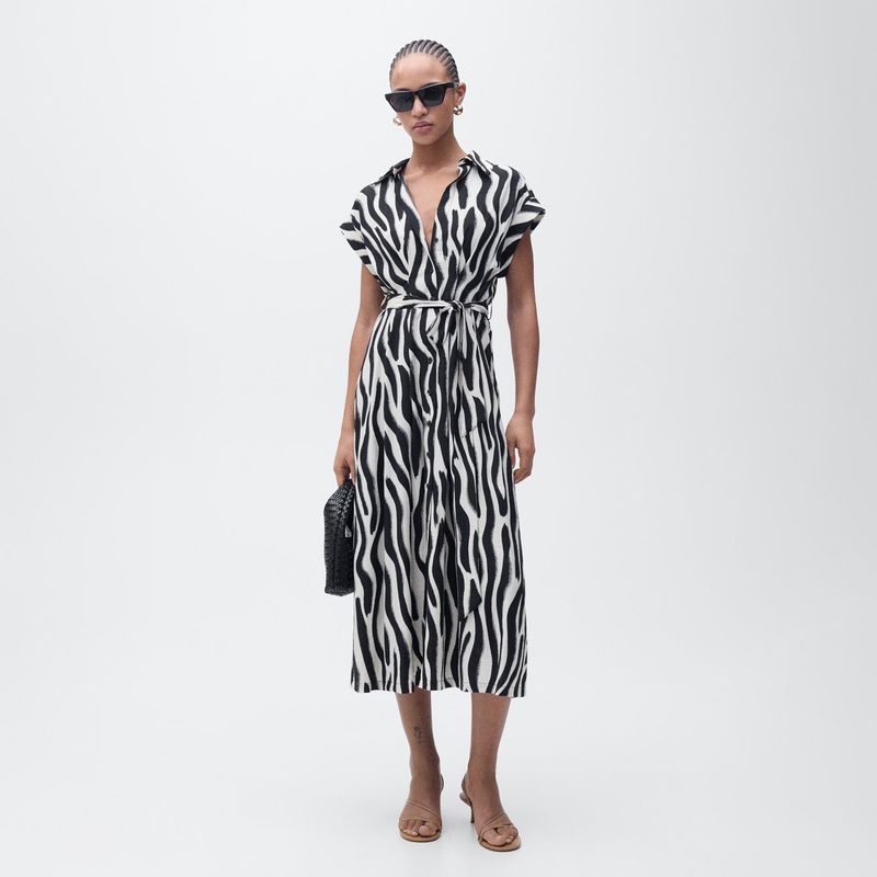 MANGO - Vestido Mujer Medio Animal print Mango
