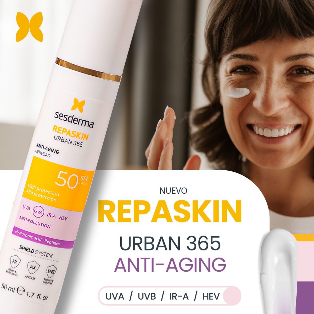 SESDERMA - Protector solar REPASKIN URBAN 365 ANTIEDAD SPF50 Emulsión SESDERMA 50ml