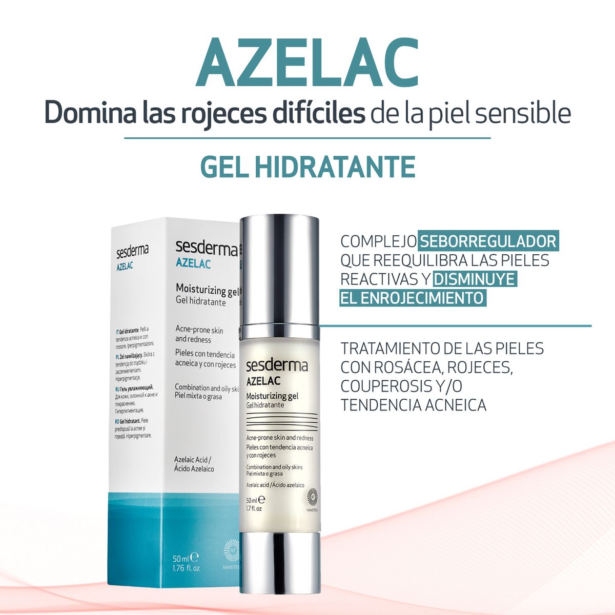 SESDERMA - Hidratante facial AZELAC GEL HIDRATANTE Sesderma Piel Sensible